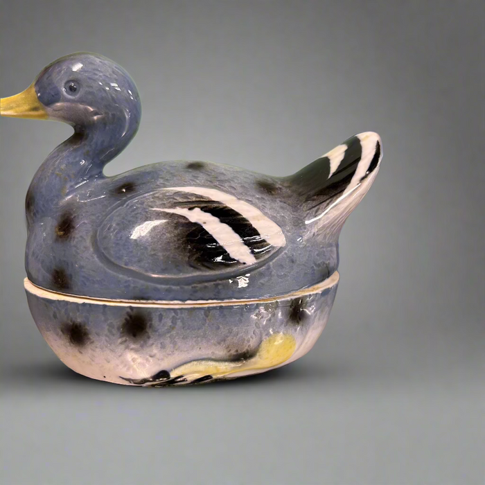 Ceramic Duck Trinket Box- Hand-Painted Collectible