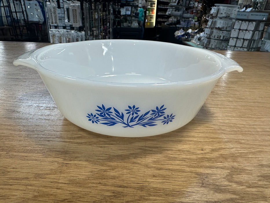 Vintage Anchor Hocking Fire King Blue Flowers Pattern 2 Quart Dish