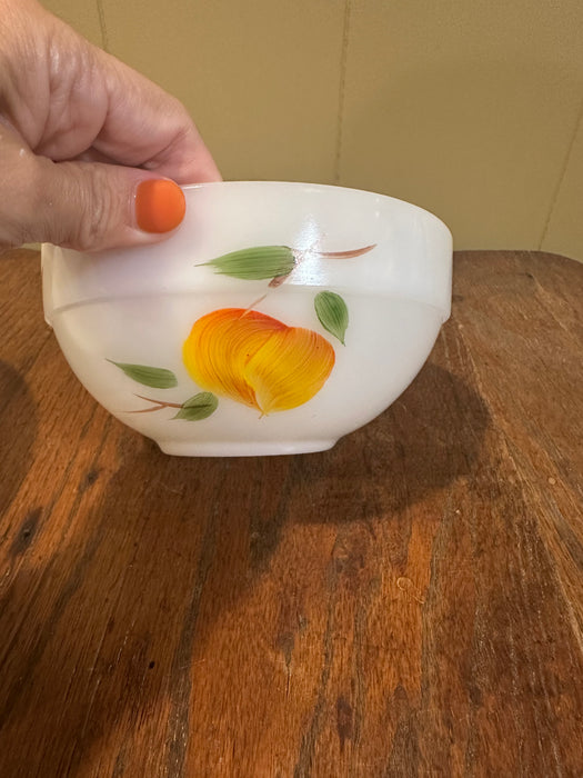 Vintage Fire King Ovenware Bowls. Gay Fad Fruit Pattern. Handpainted. Oven Safe