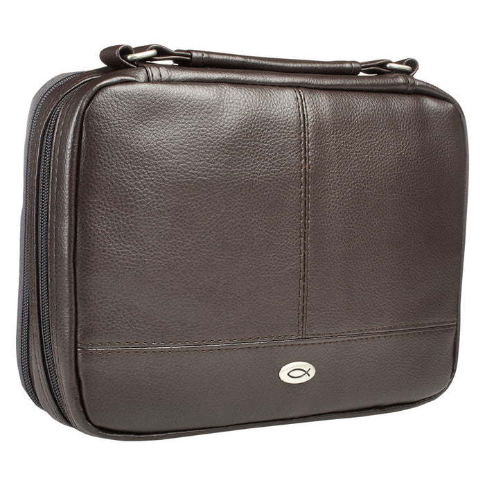 Two-Fold Brown Faux Leather Bible Cover