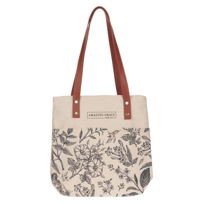 Amazing Grace Natural Canvas Bible Bag Tote