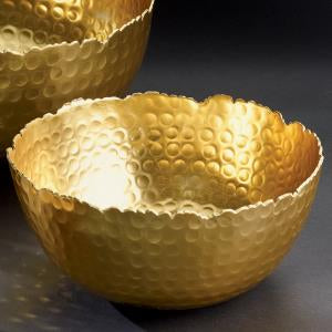 8" Gold Hammered Bowl. Food Safe and/or Decorative