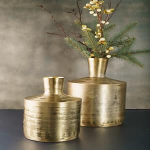 Gold Rounded Etched Vase