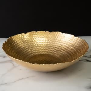 Gold Hammered Shallow Bowl. Food Safe or Decorative