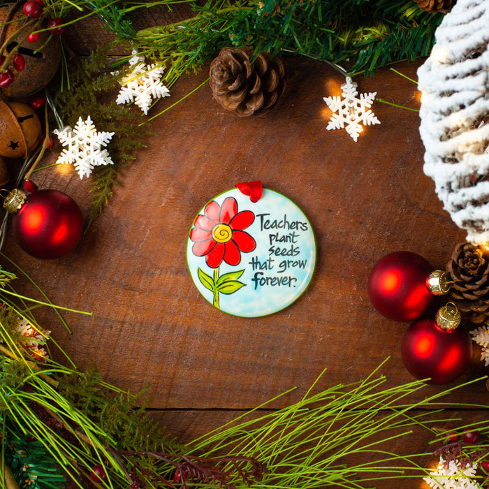 Teachers Plant Seeds that Grow Forever Ornament. Can be personalized with names, dates & more!