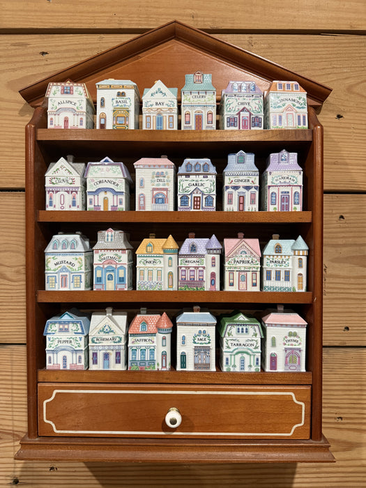Vintage 1989 Lenox Spice Village. All 24 Jars with Display Rack. Excellent Condition.