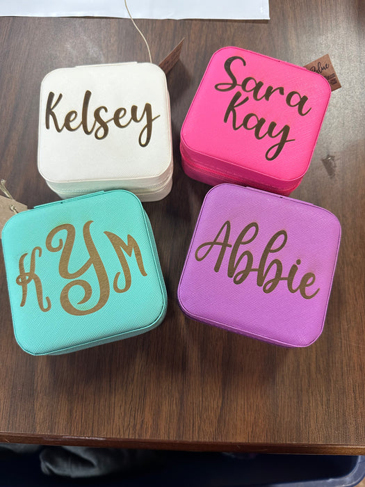 Small Zip Up Jewelry Box.  Available in Smooth Finish & Velvet.  *Personalization Included!