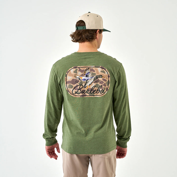 Burlebo Ducks Flying In Green Long Sleeve Tee- Available Small-2XL.