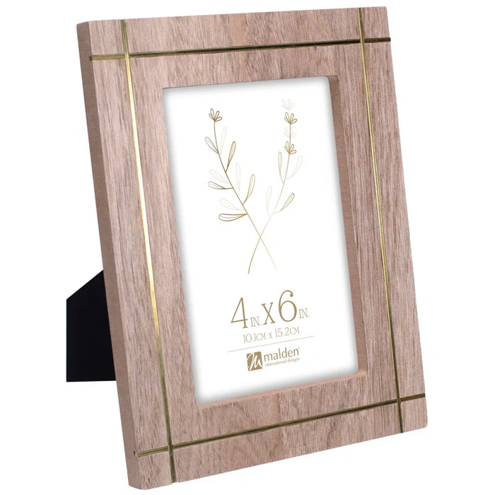 4x6 Natural Wood Picture Frame with Copper Inlay