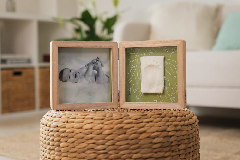 Olive Tree Double Frame-- One Side for Baby's Photo and the Other for Foot or Handprint