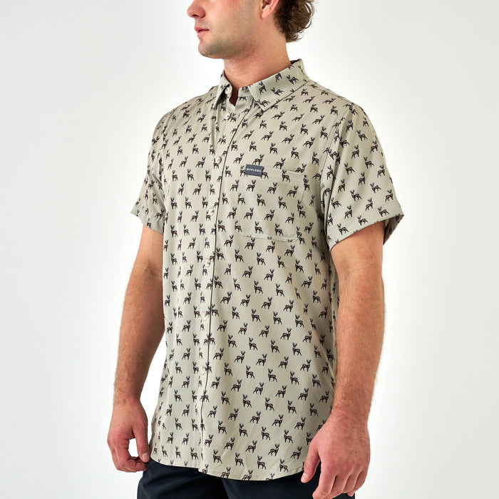 Burlebo Whitetail Green Performance Button Up- Available Small-2XL