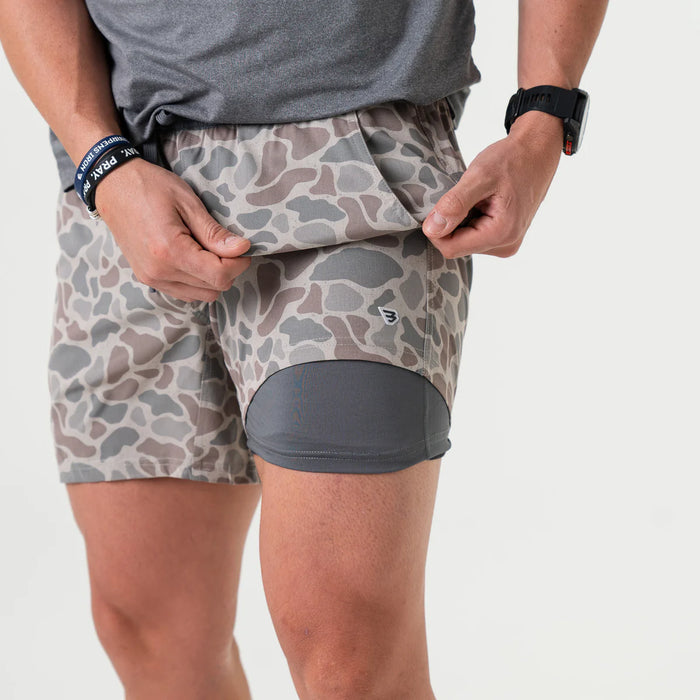 Men's Burlebo Classic Deer Camo Athletic Shorts with Grey Liner- Available in Different Inseam Sizes!