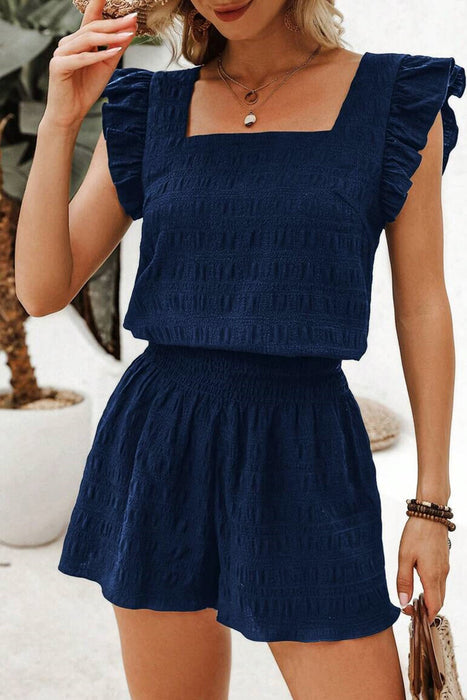 Navy Blue Textured Two-Piece Set