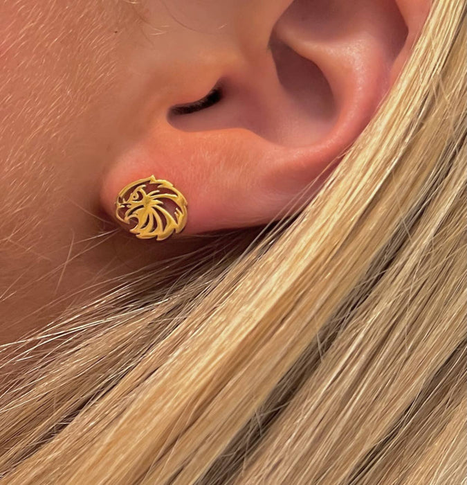 Eagle Head Gold Stud Earrings