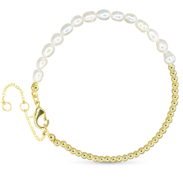 Gold Pearl & Chain Bracelet