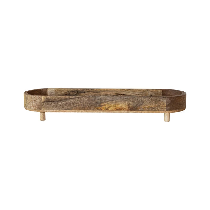 Oval Mango Wood Footed Tray