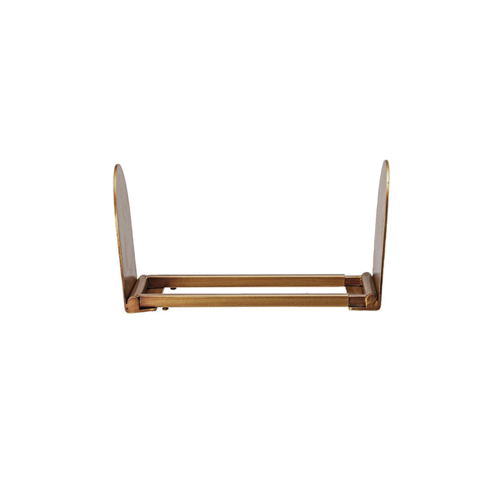 10"L x 4-3/4"W x 6"H Adjustable Metal Book Rack, Antique Gold Finish