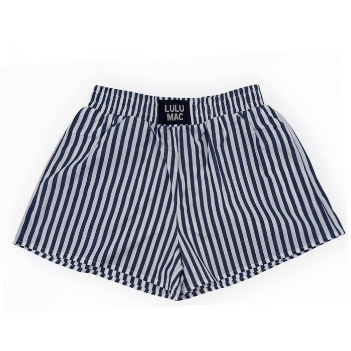 Navy Striped Lulu Mac Logo Shorts