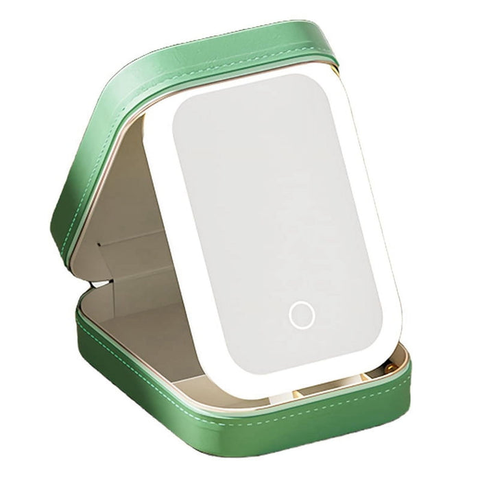 LED Three-Color Adjustable Makeup Mirror with Storage