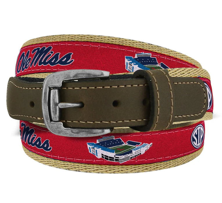 Ole Miss Red Ribbon Belt- Available in 5 Sizes!