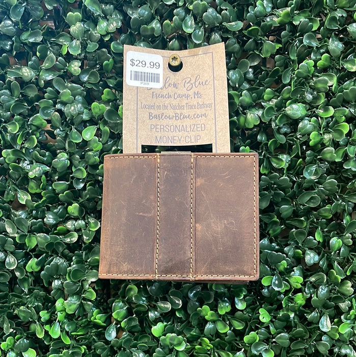 Men’s Leather Bifold Wallet with Metal Money Clip - Personalization Included!