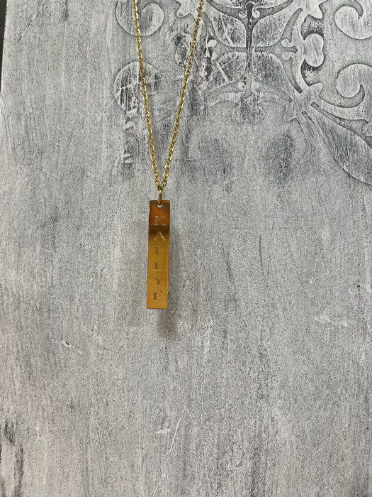 Vertical Bar Necklace. Custom Name or Text Included.