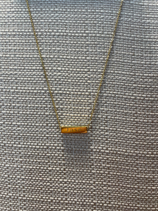 4 Sided Horizontal Bar Necklace. Custom Name or Text Included.