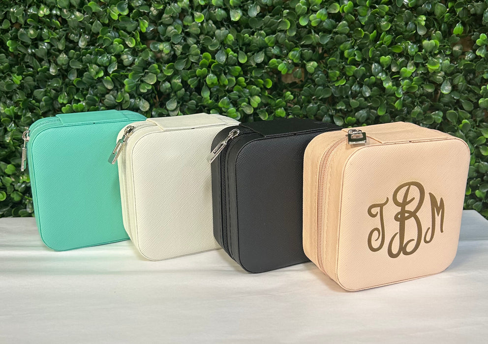 Personalized Small Zip Up Jewelry Box.  Available in Smooth Finish & Velvet.  *Personalization Included!