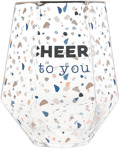 "Cheers To" 16oz Geometric Glass