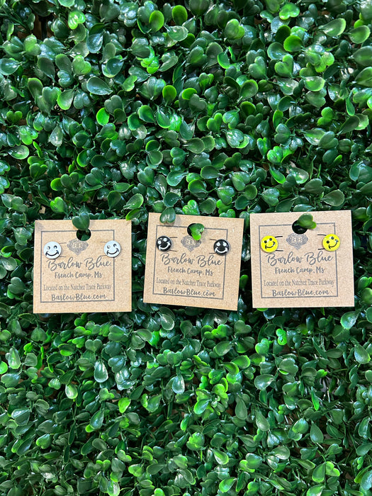 Small Smiley Face Stud Earrings - 3 Colors!