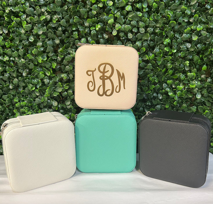 Personalized Small Zip Up Jewelry Box.  Available in Smooth Finish & Velvet.  *Personalization Included!