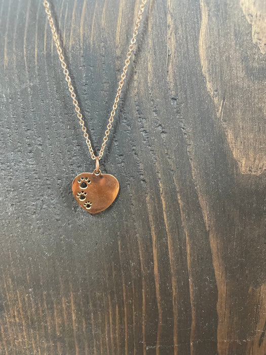 Heart with Paw Print Cut Out Monogram Necklace - 3 Colors!