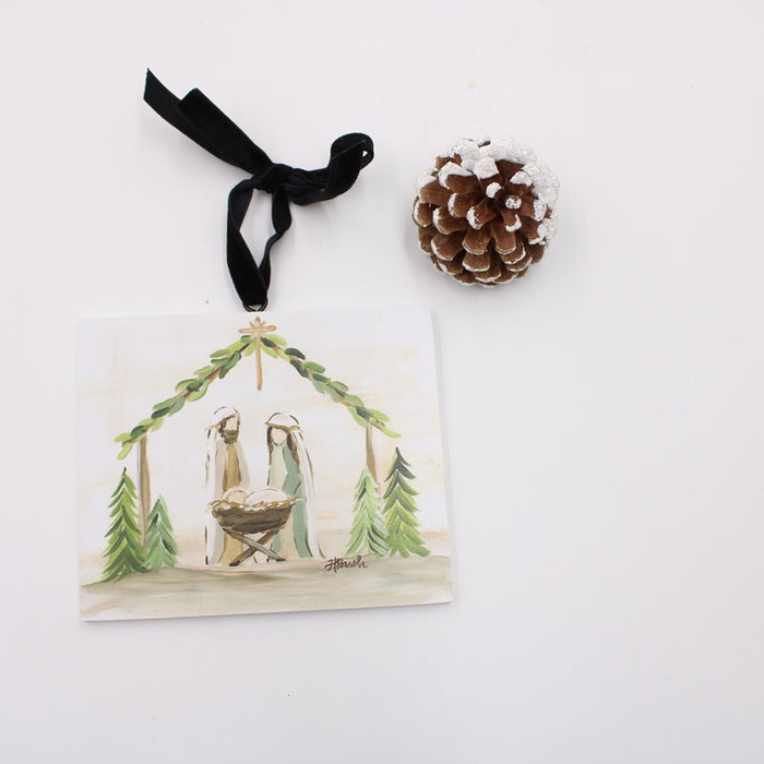 4.5" MDF Evergreen Nativity Ornament