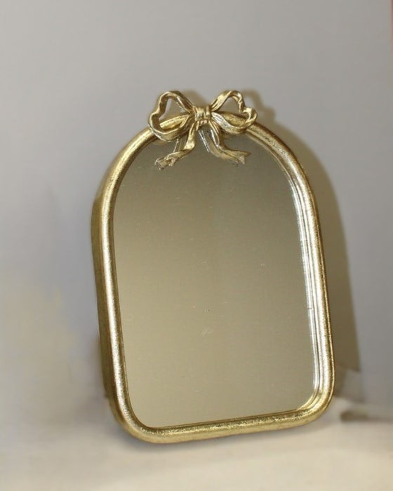 6x4x9" Gold Metal Bow Tabletop Mirror