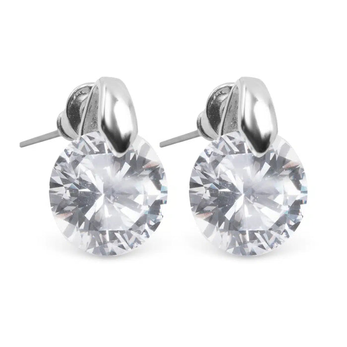 Timeless Radiance CZ Pinch-Set Round Stud Earrings – Silver
