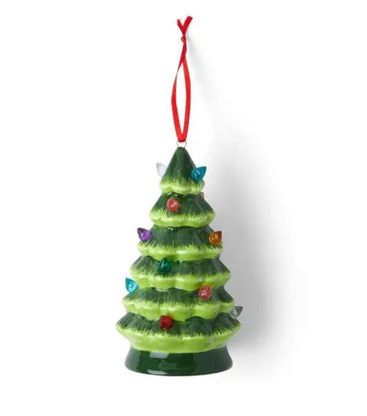 5" Christmas Light Up Green Retro Tree Ornament