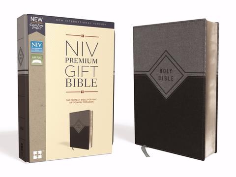 NIV Premium Gift Bible; Leathersoft, Black/Gray, Red Letter Edition, Comfort Print