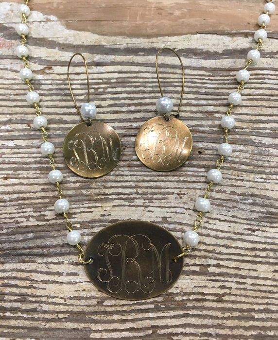 Monogrammed Pearl Necklace