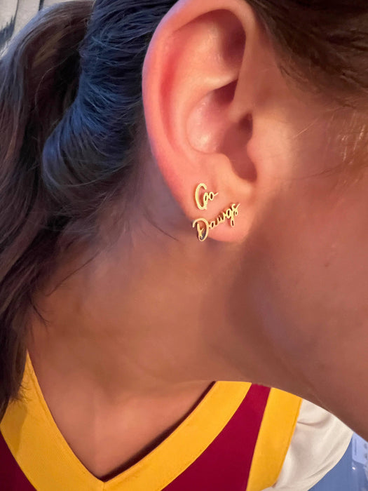Go Dawgs Gold Stainless Steel Earrings