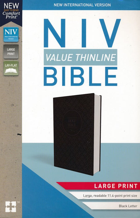 NIV Thinline Bible - Gray & Black Imitation Leather - Large Print