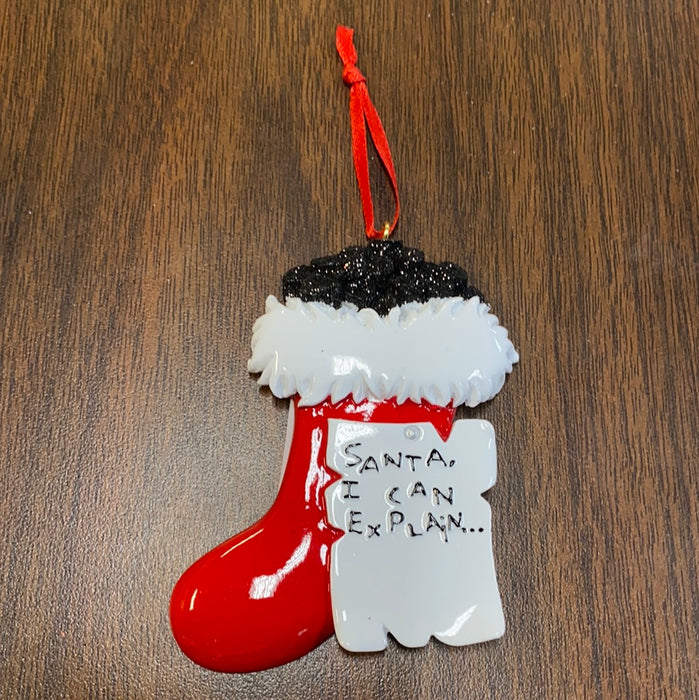 Coal Stocking. Personalized Ornament.