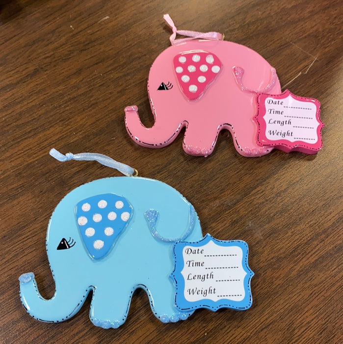 Baby Elephant Ornament. Personalized Ornament.