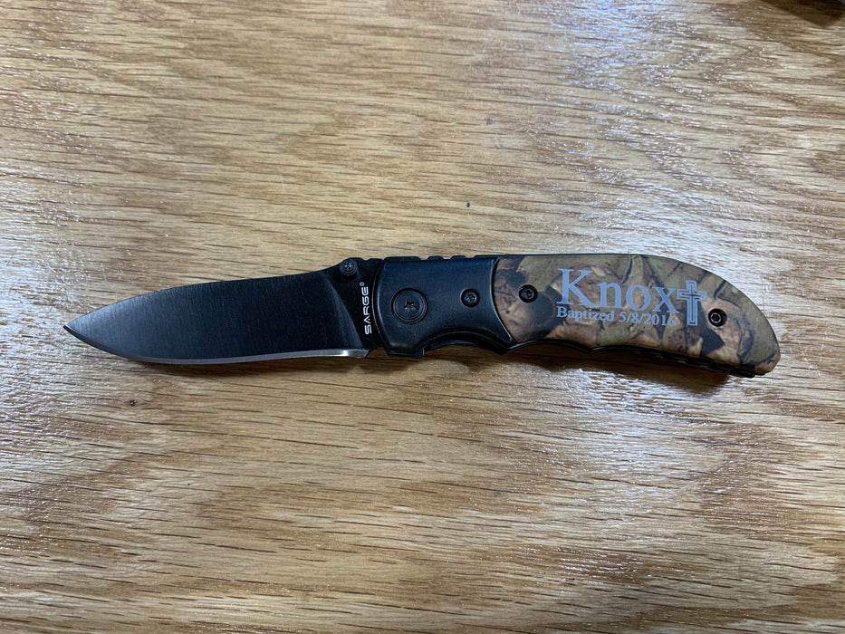 Personalized Pocket Knife. We can put whatever you want on it!