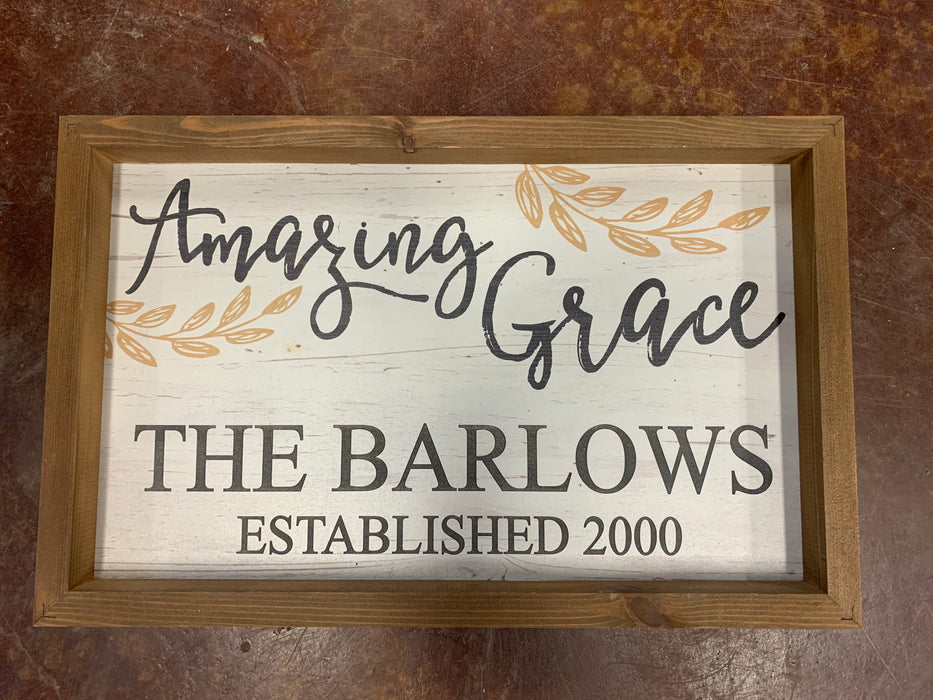 Personalized Amazing Grace Sign. 11.5” x 17.5”.