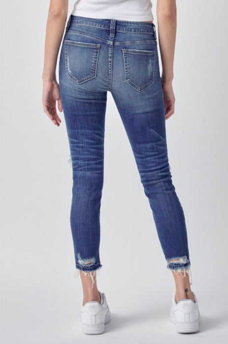 Distressed Cropped Skinny Jeans - Dark Denim by Cello.  Sizes 5