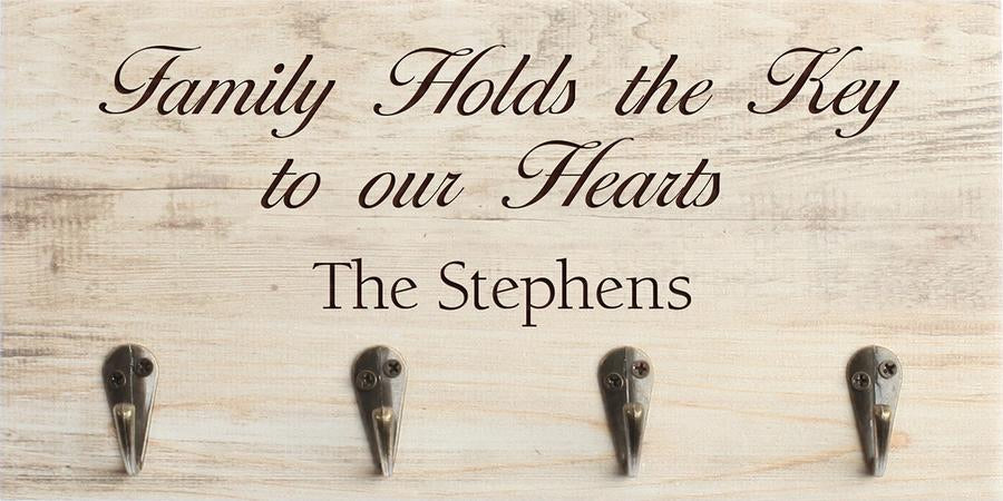 Faux Wood Keyholder. Laser Engravable. We can add names or dates or anything else you want it to say.