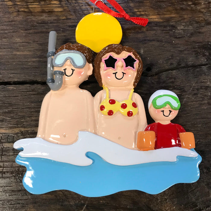Beach Family Personalized Ornament. Choose from 2-6 People.