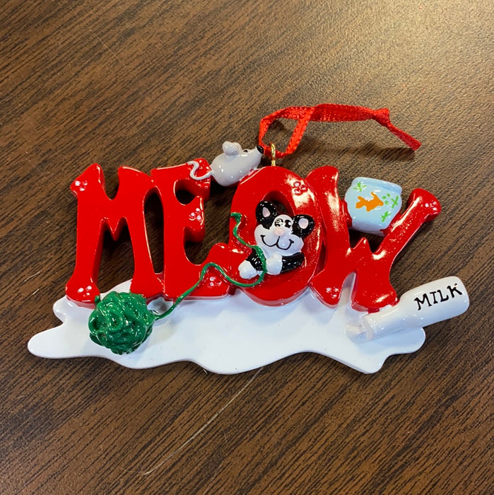 Meow Ornament. Personalized Ornament.