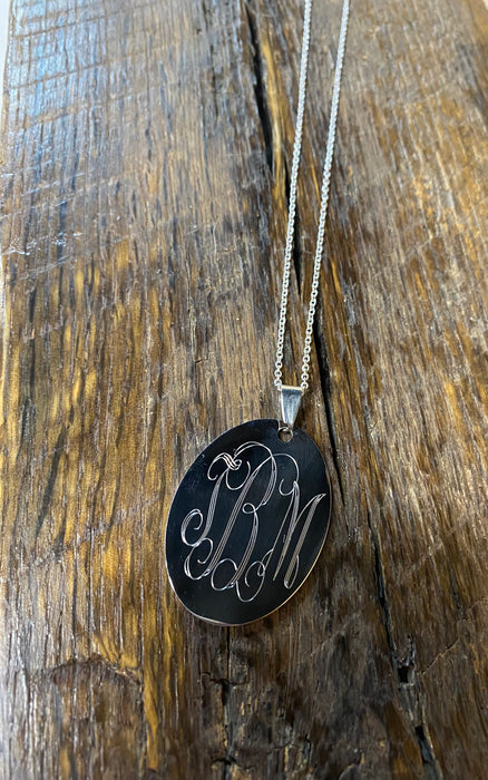 Silver Oval Monogram Necklace