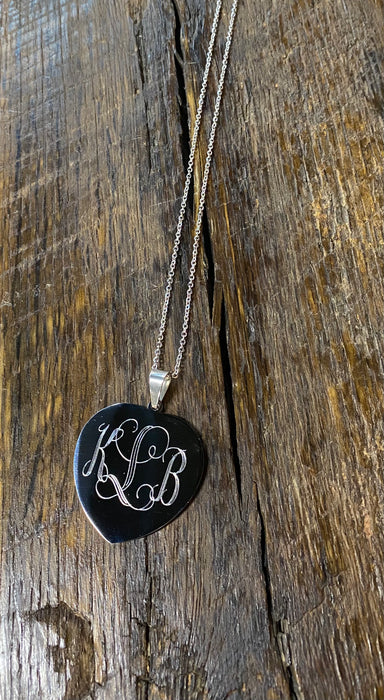 Silver Spade Monogram Necklace